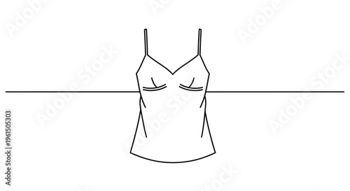 Minimalist line art illustration of a women's camisole top, perfect for fashion design elements or