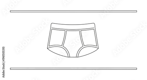 Simple continuous line art illustration of classic men's briefs minimal underwear design