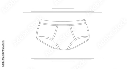 Detailed line art vector illustration of classic men's briefs underwear garment design minimal style