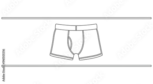 Minimalist Outline Illustration of Men's Boxer Briefs for Apparel Design Concepts and Styling