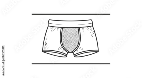 Clean line art illustration depicting men's classic boxer briefs, ideal for fashion and apparel