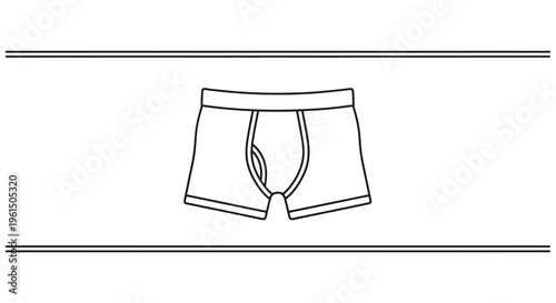Minimalist line art illustration of comfortable men's underwear boxer briefs for fashion design