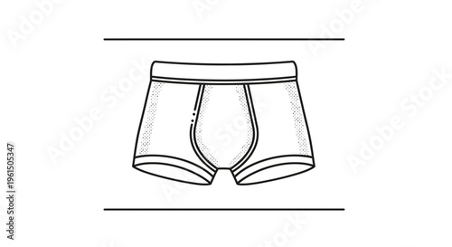 Classic minimal line art illustration of men's underwear briefs for everyday fashion and comfort