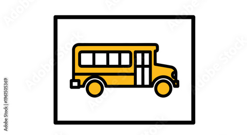 Vibrant yellow school bus icon for educational transportation and student journeys on a simple
