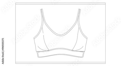 Technical drawing of a women's bralette, a minimalist fashion illustration perfect for apparel