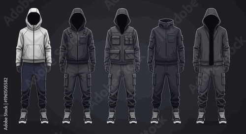 Group of men wearing hooded sweatshirts.