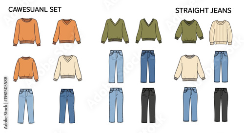 Casual clothing set for men and women.