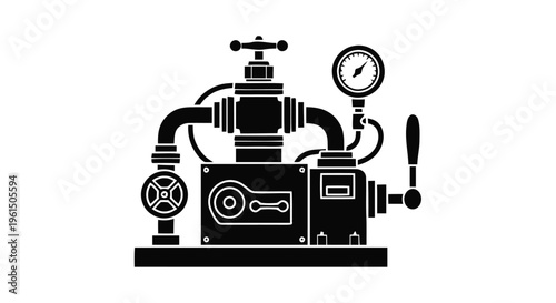 Vector illustration of industrial pump station icon, vector illustration of oil or water equipment