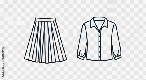 Fashion clothing pleated skirt shirt.