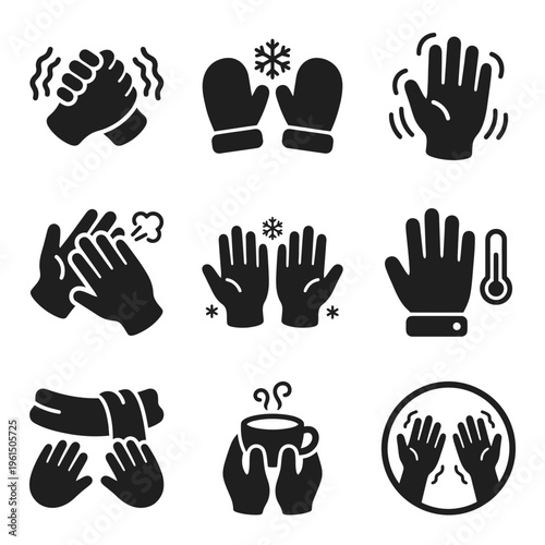 Set of Hand Gesture Icons for Communication and Expression.