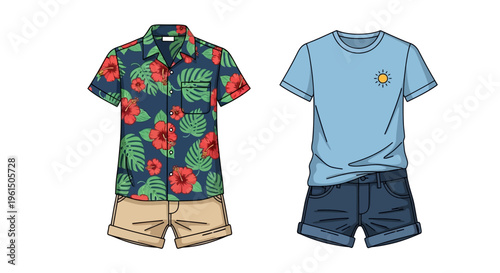 Two pairs of summer clothing sets.