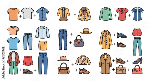 Fashion clothing and accessories on display.