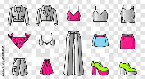 Fashion clothing and accessories collection.