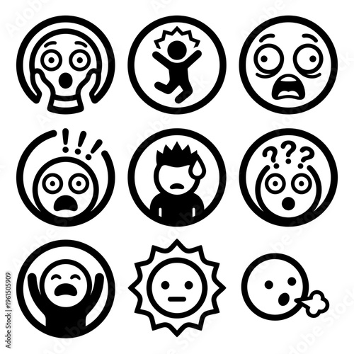Collection of Cartoon Emotions and Facial Expressions for Illustration.
