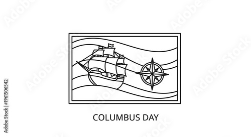 Stylized line art of a historic sailing vessel and a compass rose symbolizing grand maritime