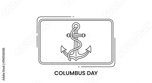 Minimalist line art illustration of an anchor with rope for Columbus Day celebration
