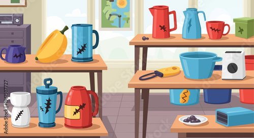 Colorful Kitchen Utensils Display.