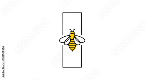 Minimalist Bee Graphic Design Element within a Rectangular Frame for Modern Branding Needs