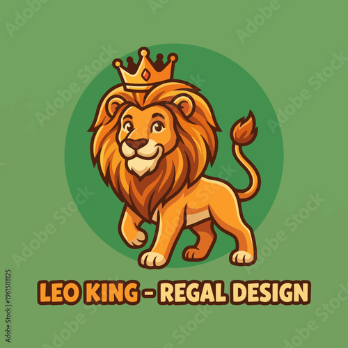 This charming lion character, adorned with a crown, represents nobility and leadership, perfect for projects needing a regal touch in their branding or designs.