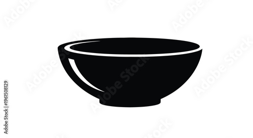 Vector illustration of black and white icon of an empty bowl