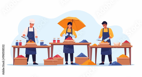 People Working at Tables.