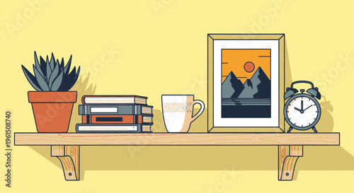 A stack of books on shelf.