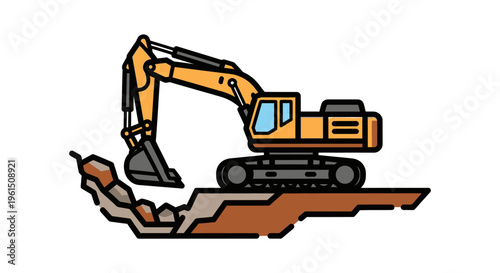 Excavator digging into the ground.