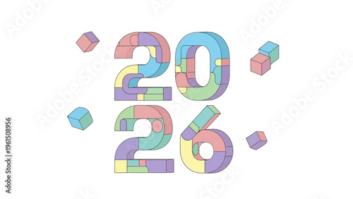 Colorful 2026 Number Design Elements.
