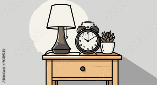 Wooden bedside table with drawer.