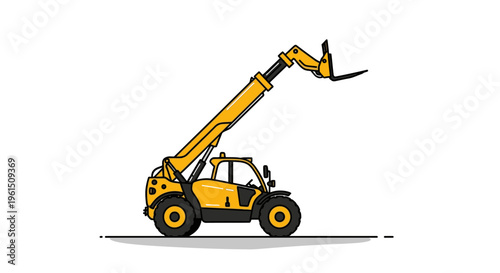 Yellow construction telescopic handler machine.