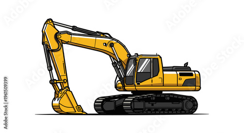 Yellow excavator machine with tracks 1.