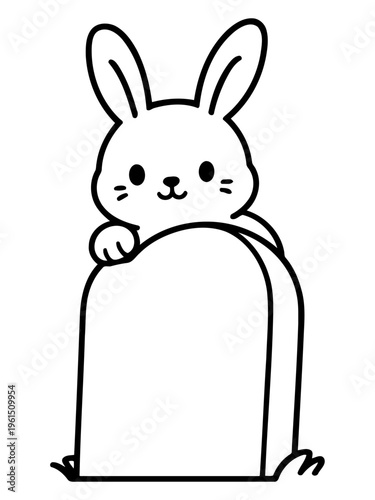 Cheerful Easter Bunny: A delightful bunny peers over a stone, creating a whimsical and charming image, perfect for spring-themed content.