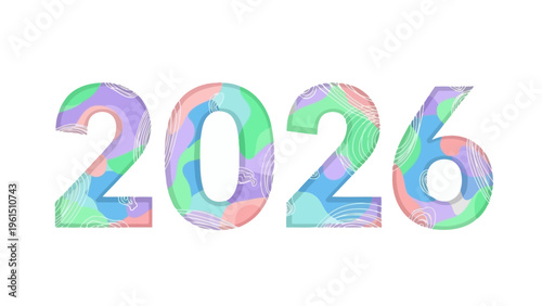 Multicolored 2026 Numbers with Iridescent Effect.