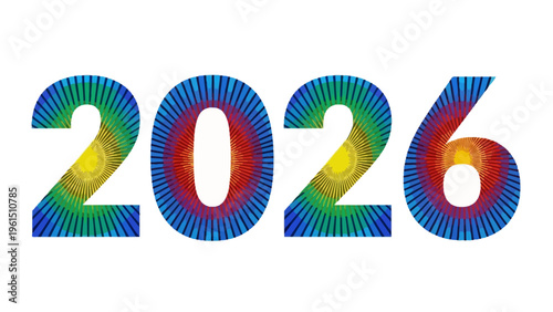 Colorful 2026 Numbers with Rainbow Effect.