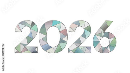 Multicolored Mosaic Numbers Representing Year 2026.