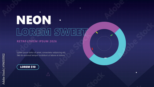 Modern neon geometric poster with abstract shapes and minimal composition for trendy marketing design and social media graphics