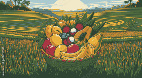 Fresh fruit bowl with bananas and apples.