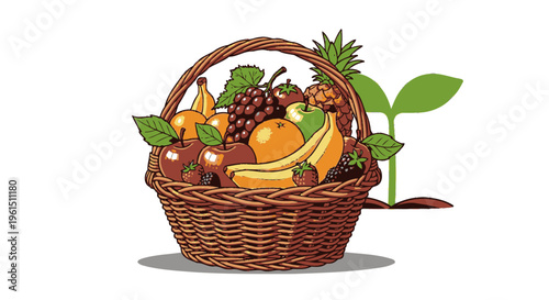Fresh Fruit in a Woven Basket.