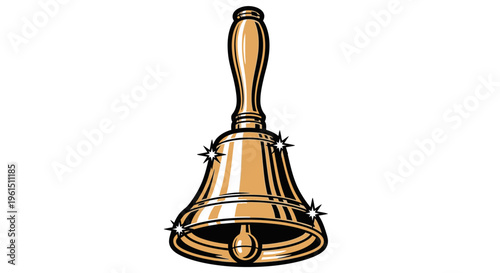 Golden Bell with Handle Up Close.