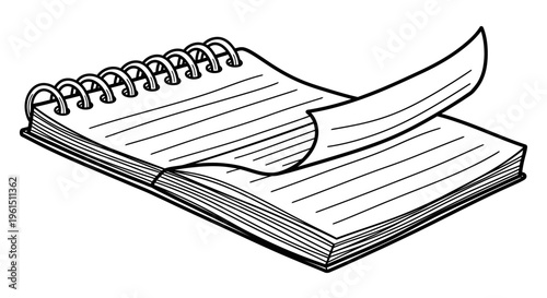 Spiral bound notebook with paper.