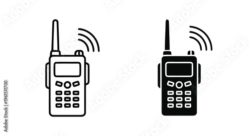 Vector illustration of walkie talkie radio icon set, twoway radio communication device