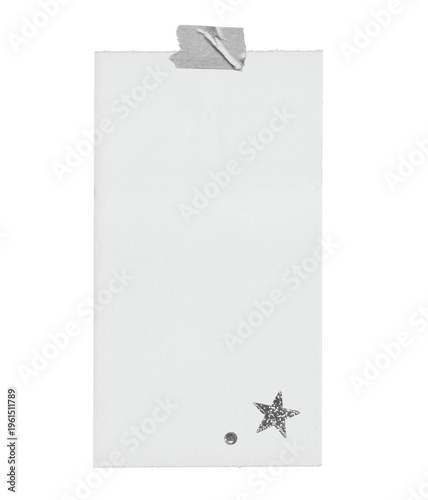 Blank White Receipt Paper with Silver Masking Tape and Star Sticker