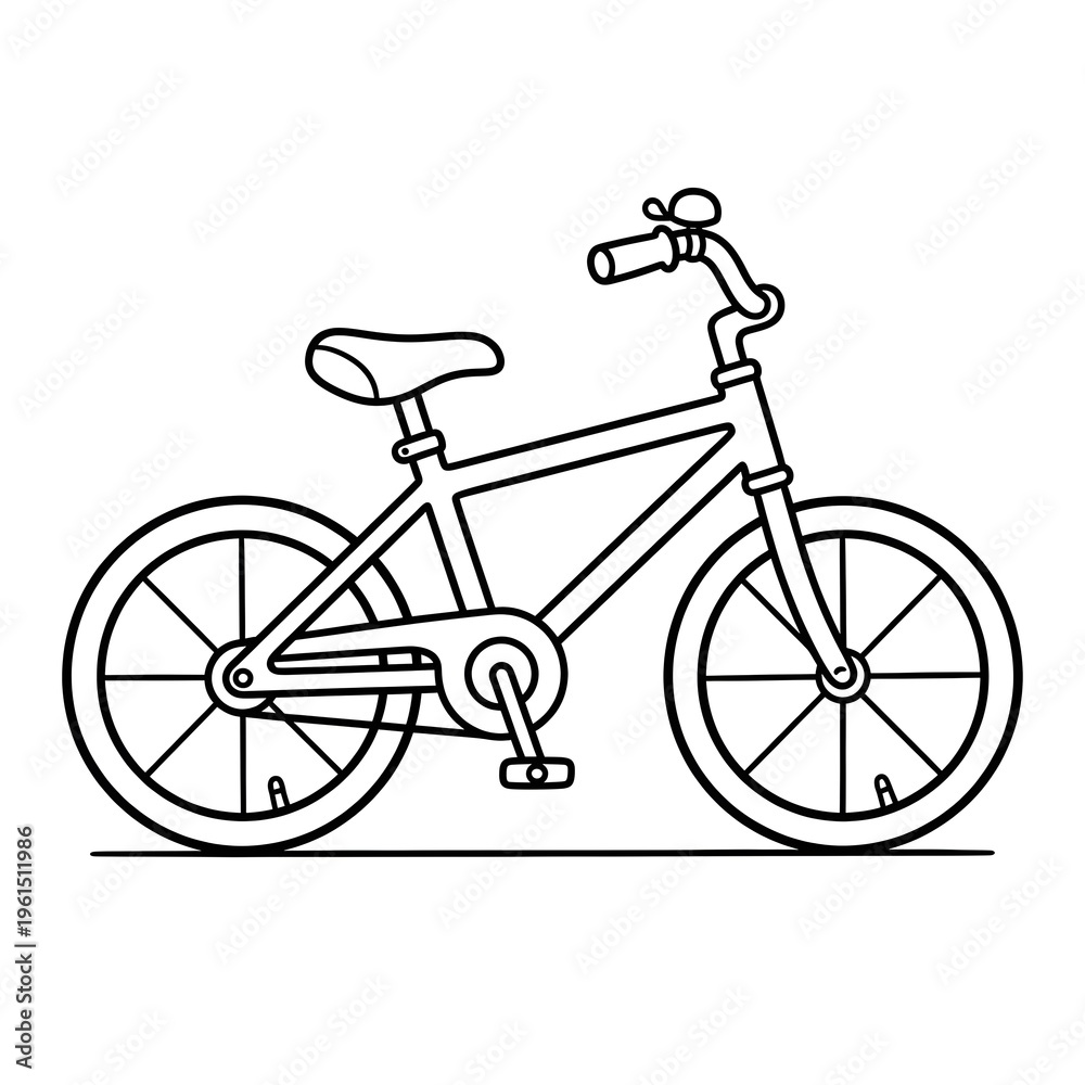 Fototapeta premium Bicycle Black Outline Illustration – Bike Line Art, Eco Transport Isolated Vector Icon