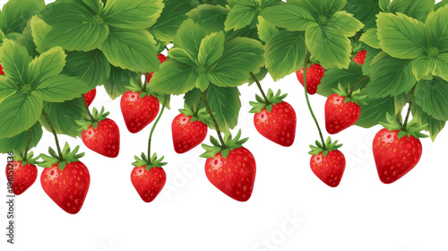 strawberry leaves and fruit