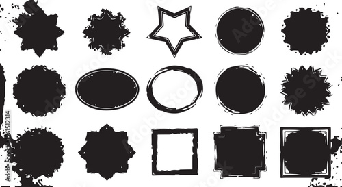 Big collection of black paint, ink brush strokes, brushes, lines, grungy. Dirty artistic design elements, boxes, frames. Vector illustration. Isolated on white background.