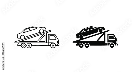 Vector illustration of car carrier truck icon set