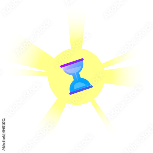 Billede på lærred Modern vector illustration of a glowing light burst with hourglass in center