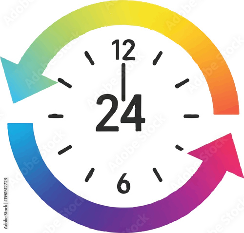 24 hours vector icon set. 24 7 service icon set. 24 hour assistance icons. 24 hours 7 days in week support icons.