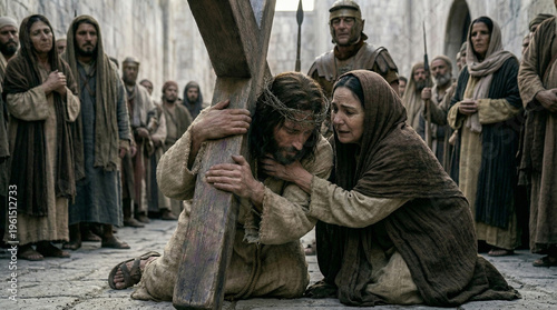 Virgin Mary Succouring Jesus Christ as He Falls with the Cross, Via Crucis