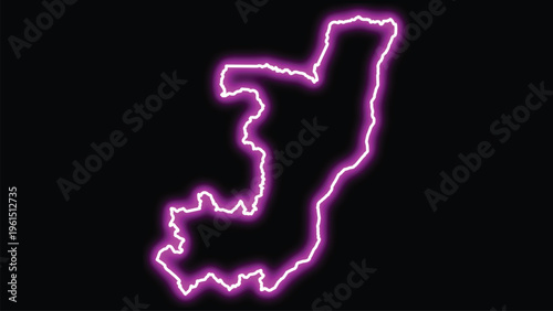 Neon outline map of republic of the congo on black